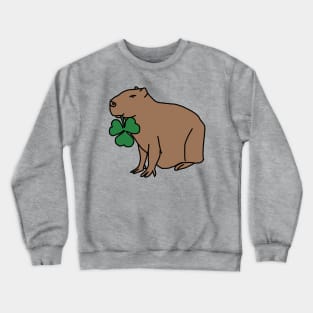 Saint Patricks Day Capybara with Shamrock Crewneck Sweatshirt